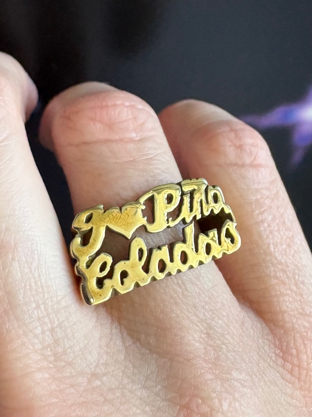 I Heart Piña Coladas Ring, Size 6.5, Snash Jewelry, Gold Brass, Vacation